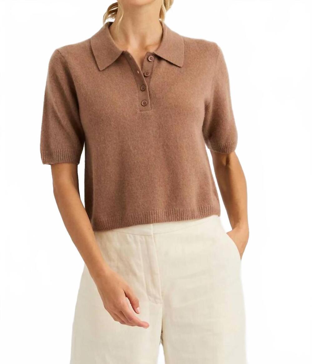NEW ONE GREY DAY summer cashmere polo in saddle